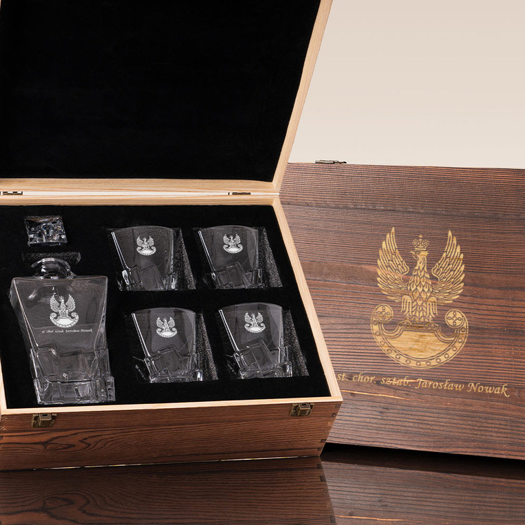 Zestaw PREMIUM do whisky DLA ŻOŁNIERZA z okazji AWANSU, EMERYTURY, PODZIĘKOWAŃ