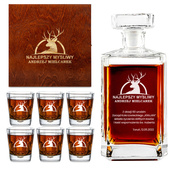 Grawerowany Zestaw Karafka + 6 Szklanek i Etui PREZENT DLA MYŚLIWEGO