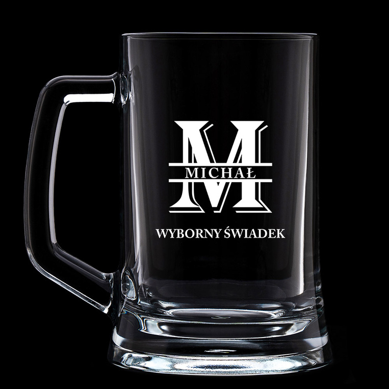 Kufel do piwa z grawerem DLA ŚWIADKA – imię i „Wyborny Świadek”