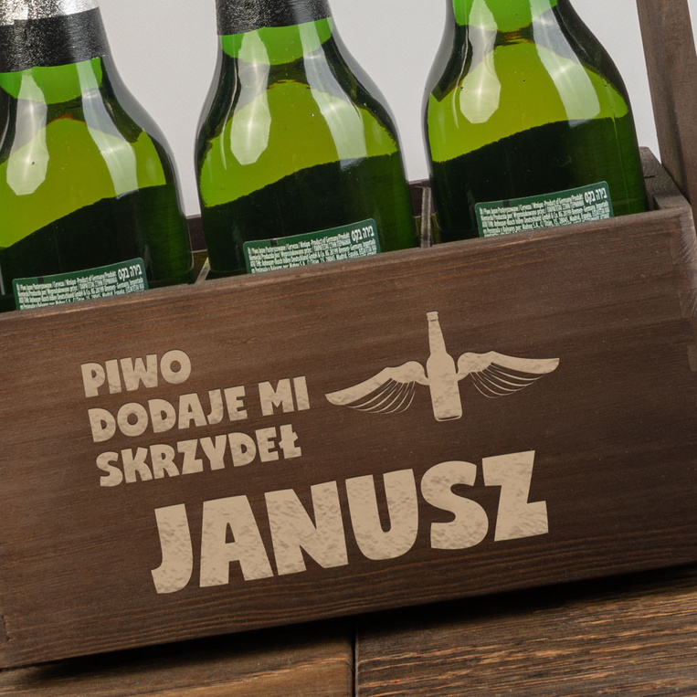 Nosidło na piwo z grawerem PIWO DODAJE MI SKRZYDEŁ + IMIĘ