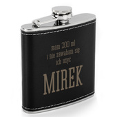 Grawerowana piersiówka w skórzanej obwolucie na prezent DLA NIEGO