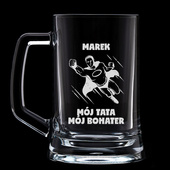 Kufel do piwa z grawerem MÓJ TATA, MÓJ BOHATER + imię na prezent na DZIEŃ OJCA