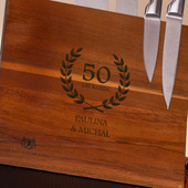 5 noży z grawerowanym blokiem magnetycznym– prezent na 50. ROCZNICĘ ŚLUBU
