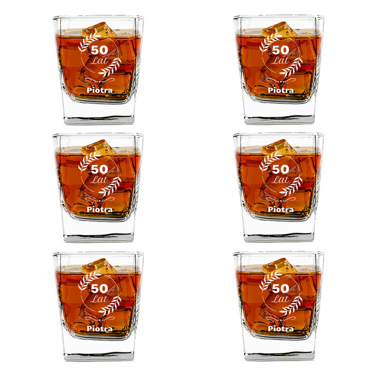 Szklanki do whisky 6 sztuk z grawerem na 50 URODZINY