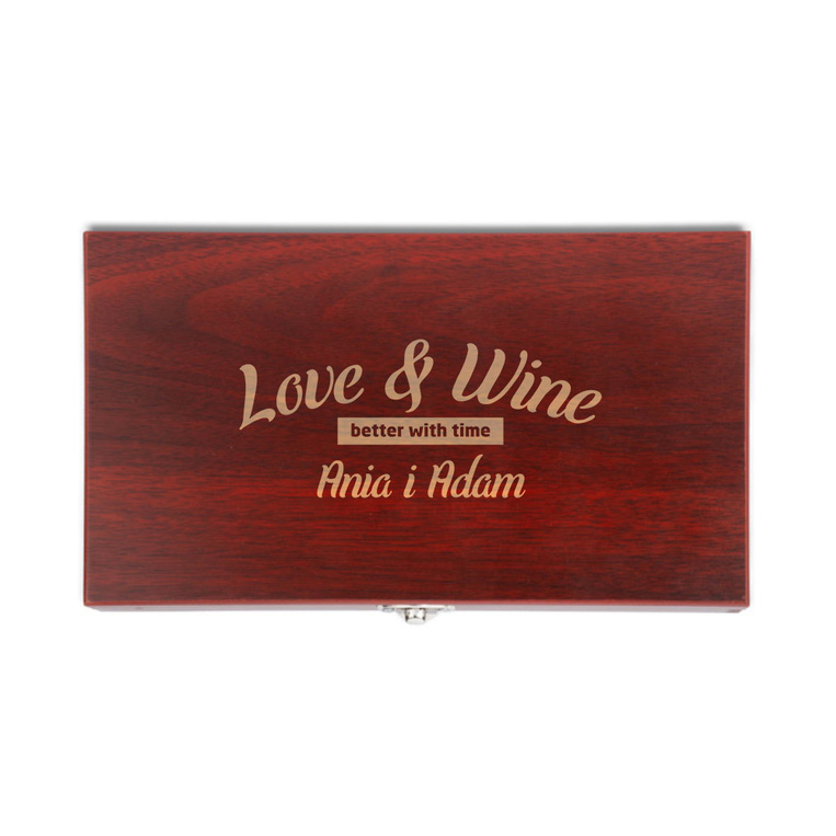 Zestaw do wina z TWOIM GRAWEREM na prezent dla ZNAJOMYCH - LOVE & WINE