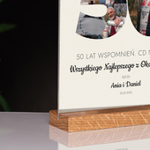 Statuetka z plexi z drewnianą podstawką 21x30 cm – Prezent na 50 urodziny
