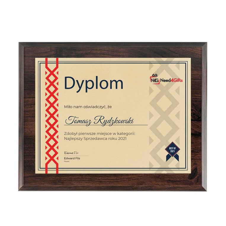 Dyplom najlepszego handlowca, marketingowca – wyróżnienie na podsumowanie roku