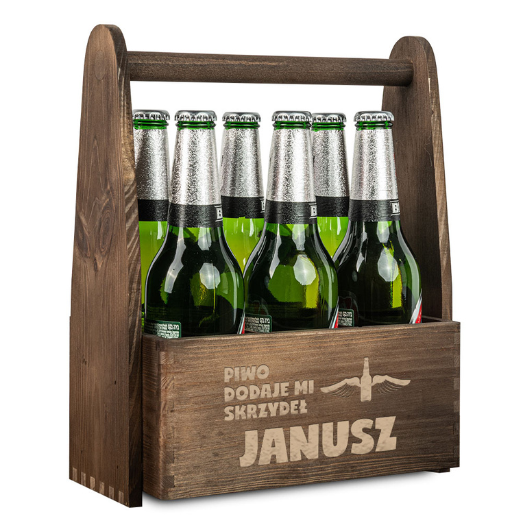 Nosidło na piwo z grawerem PIWO DODAJE MI SKRZYDEŁ + IMIĘ