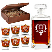 Karafka i 6 szklanek grawerowane logo Polski Związek Łowiecki