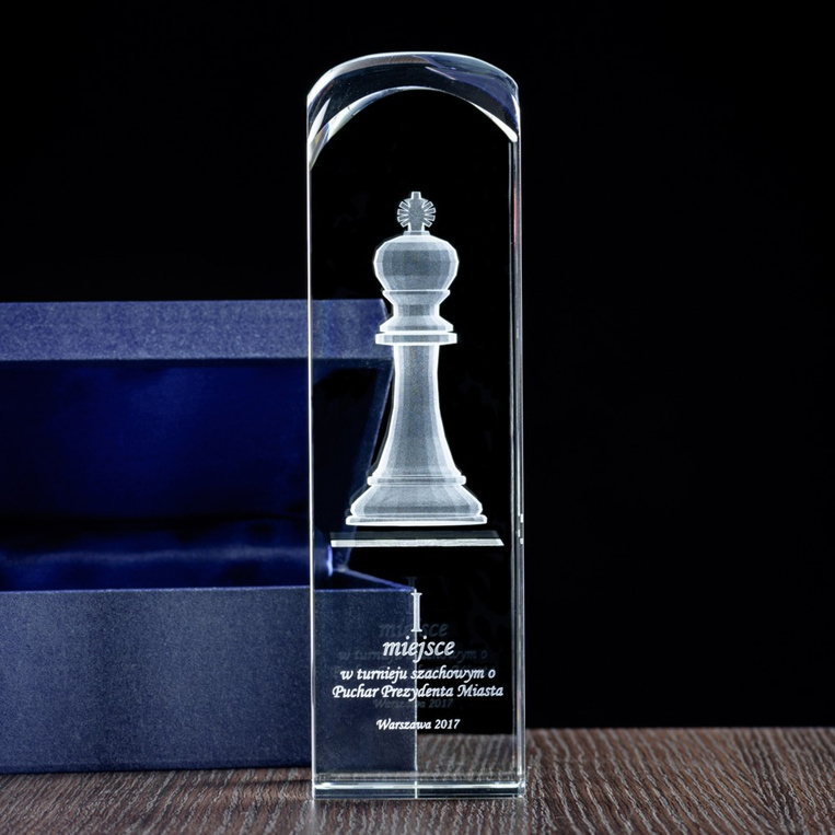 Statuetka dla Szachisty - figura KRÓL wygrawerowana w szkle z dedykacją