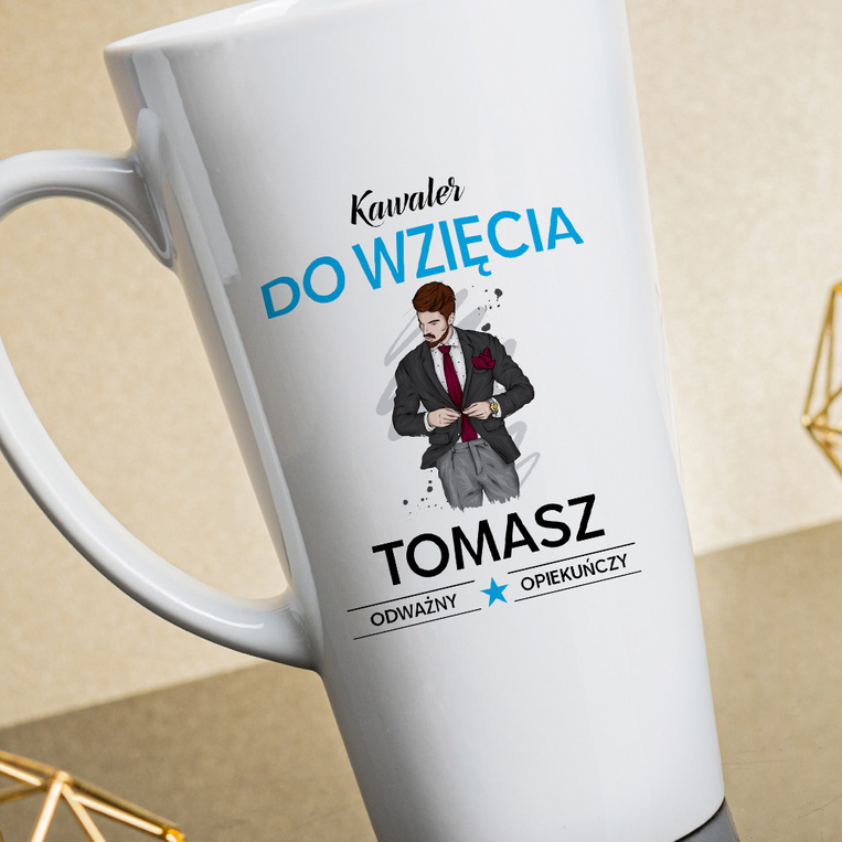 Kubek Latte duży z na drukiem KAWALER DO WZIĘCIA + IMIĘ