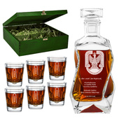 PREZENT DLA LOTNIKA – Grawerowana karafka i szklanki w drewnianej skrzynce