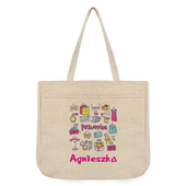 Torba na zakupy bezowa I LOVE SHOPPING z nadrukiem IMIENIA