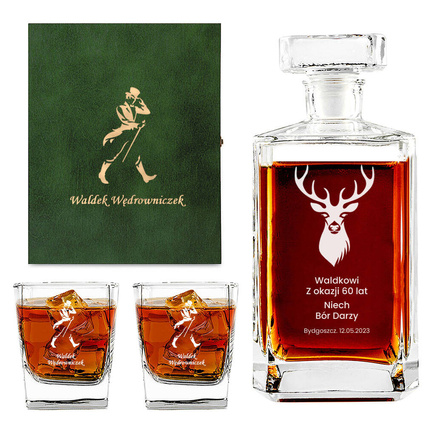 Grawerowany zestaw do whisky – prezent na 60tkę DLA FANA JASIA WĘDROWNICZKA