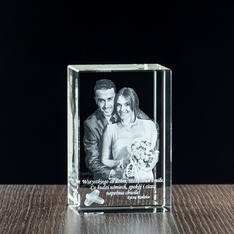 Fotokryształ na Prezent Ślubny od Rodziców - Grawer w Szkle