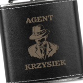 Piersiówka w skórze z grawerem AGENT + IMIĘ