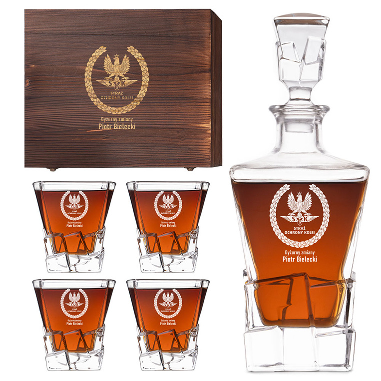 Zestaw do whisky z grawerem dla pracownika STRAŻY OCHRONY KOLEI