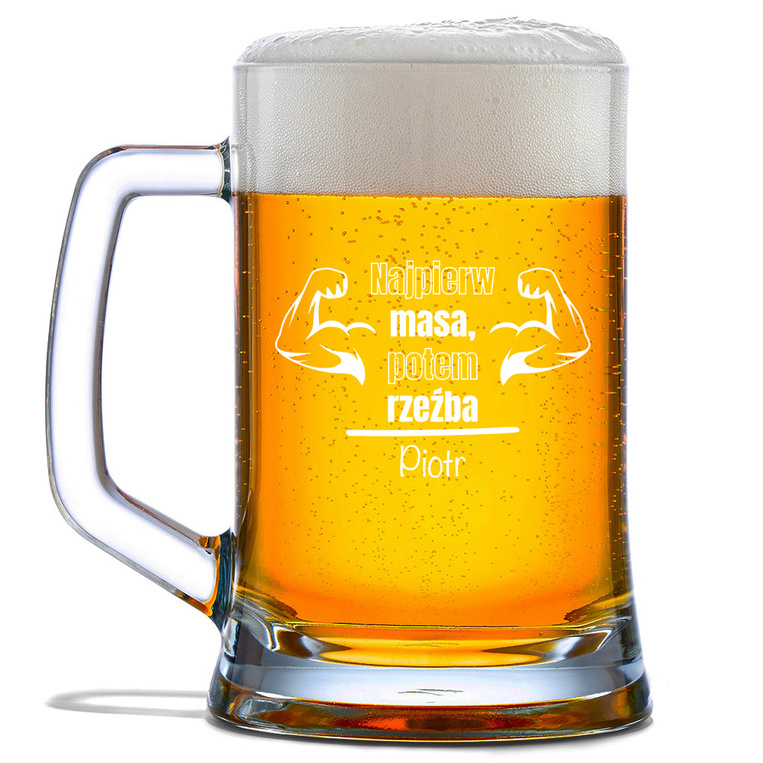 KUFEL Z ŻARTOBLIWYM GRAWEREM – prezent z humorem NAJPIER MASA ...