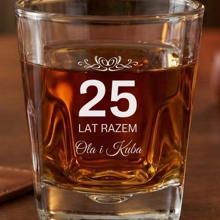 PERSONALIZOWANA szklanka do whisky z okazji 25 ROCZNICY ŚLUBU