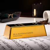 Sztabka złota z grawerem „Dla Złotego Szefa. Dziękujemy!”