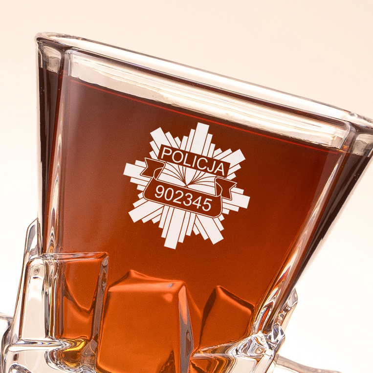 Szklanka Lodowa Premium DLA POLICJANTA z grawerem odznaki i numerem ID