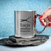 Dla fryzjerki - kubek z nadrukiem MISTRZYNI FRYZJERSTWA + IMIĘ