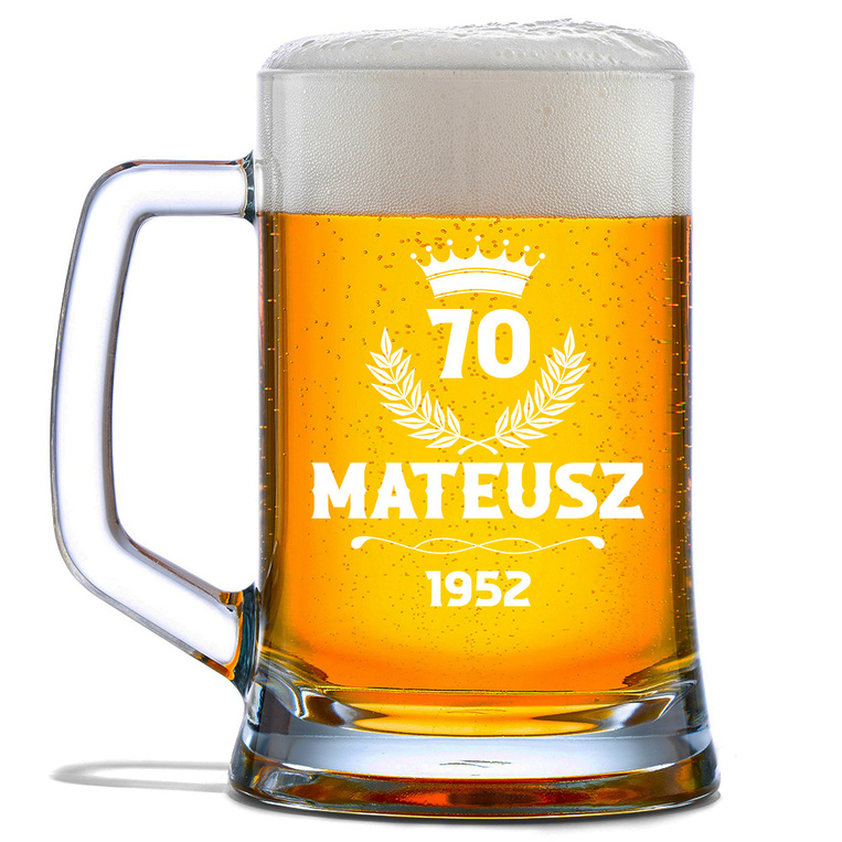 Kufel do piwa z grawerem na 70 URODZINY – wyjątkowy prezent