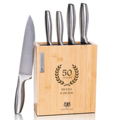 Personalizowany zestaw noży kuchennych w bloku - PREZENT NA 50  ROCZNICĘ