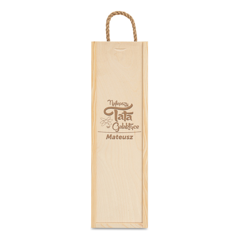 Pudełko na wino z grawerem NAJLEPSZY TATA W GALAKTYCE + IMIĘ