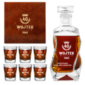 ZESTAW KARAFKA I 6 SZKLANEK z twoim grawerem na 40 URODZINY