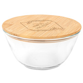 GRAWEROWANA szklana salaterka z bambusowym wieczkiem TWÓJ PROJEKT