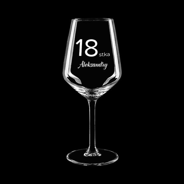 Kieliszek do wina czerwonego z grawerem prezent na 18 urodziny DLA NIEJ