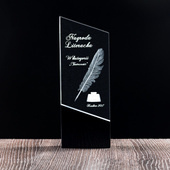 Statuetka 3D z grawerowanym kałamarzem i piórem - nagroda literacka