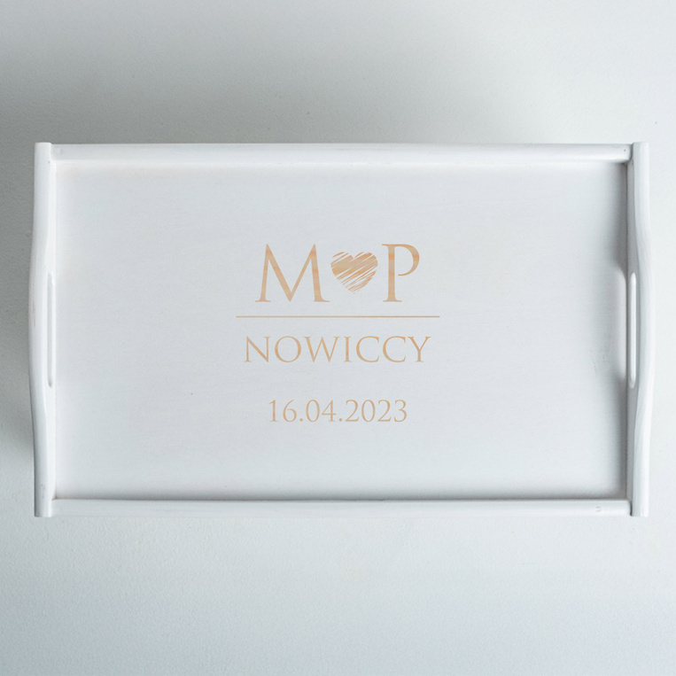 Stolik śniadaniowy z grawerem – prezent DLA PARY na rocznicę parapetówkę