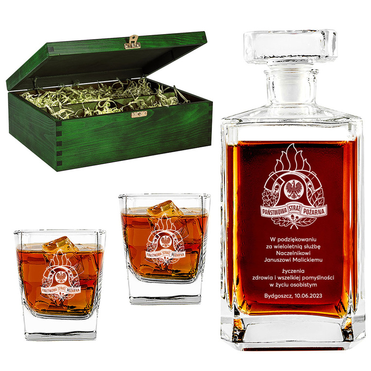Grawerowany zestaw do nalewek i whisky DLA STRAŻAKA na emeryturę