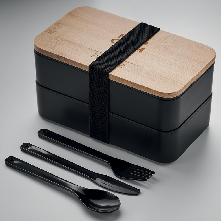 Lunch box z bambusową pokrywką TWOJA PERSONALIZACJA