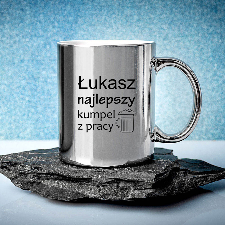 Kubek srebrny z nadrukiem NAJLEPSZY KUMPEL Z PRACY