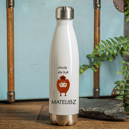 Butelka termiczna DLA KOLEGI z nadrukiem CHUDY ALE BYK + IMIĘ