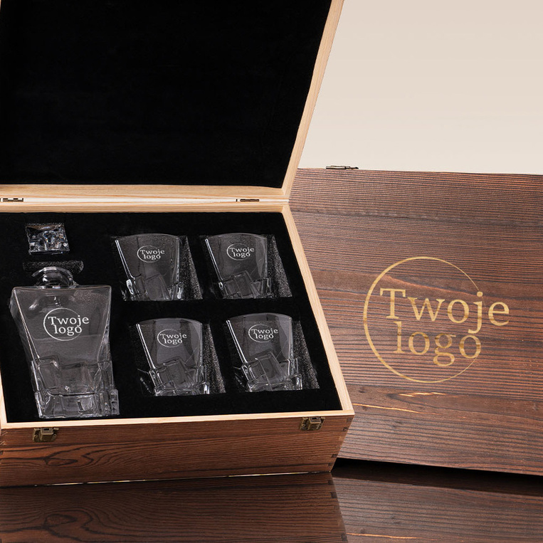 Zestaw Lodowy do whisky z logiem firmy – UPOMINEK FIRMOWY z grawerem