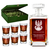 Zestaw Karafka i 6 szklanek w zielonej skrzynce - Prezent DLA ŻÓŁNIERZA EMERYTURA 