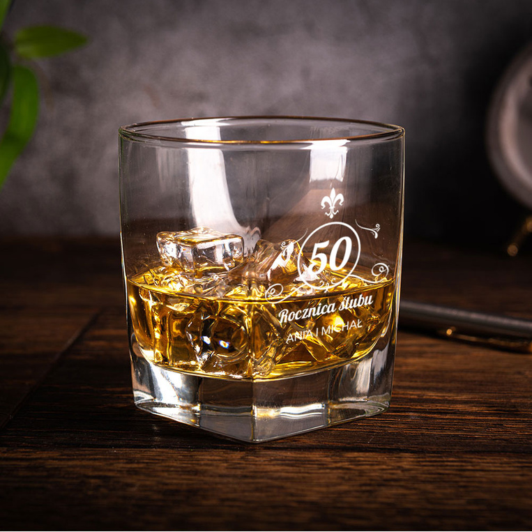 Zestaw do whisky KARAFKA I 2 SZKLANKI na preznt na 50 ROCZNICĘ ŚLUBU