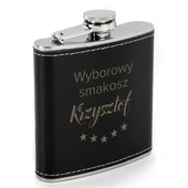 Piersiówka w skórze z grawerem WYBOROWY SMAKOSZ + IMIĘ