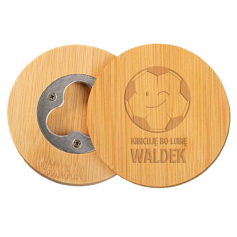 Otwieracz do butelek dla kibica piłki nożnej z grawerem KIBICUJĘ BO LUBIĘ + IMIĘ