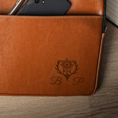 Skórzane etui do laptopa 13 cali grawer POLSKI ZWIĄZEK ŁOWIECKI + INICJAŁY