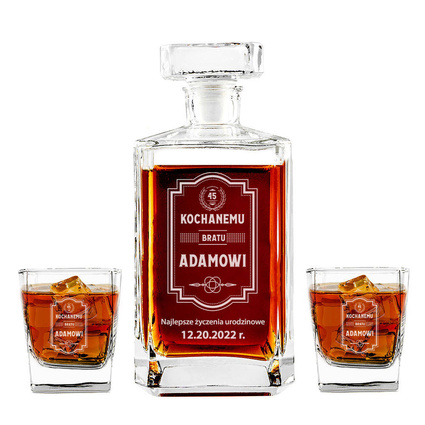 Zestaw karafka i dwie szklanki - NA URODZINY DLA BRATA