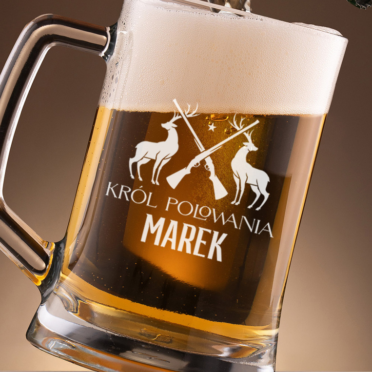 Kufel do piwa z grawerowanym imieniem DLA MYŚLIWEGO
