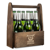 Grawerowane nosidło drewniane na piwo ZESTAW NARZĘDZIOWY + IMIĘ