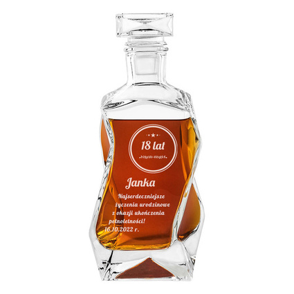 Karafka łamana do whisky na prezent urodzinowy 18 LAT