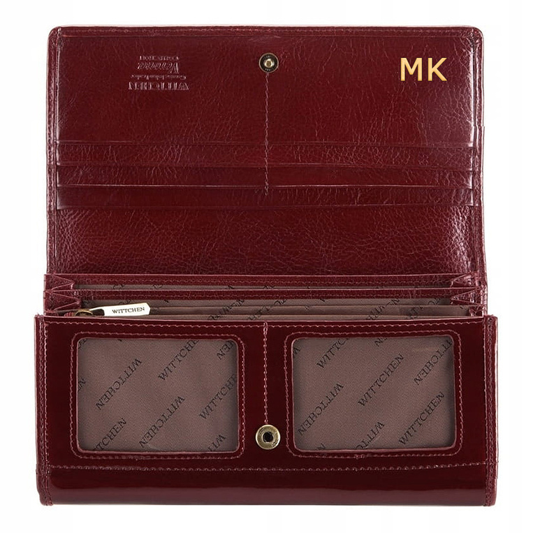 Portfel Wittchen damski bordowy lakierowany PREZENT DLA NIEJ Inicjały