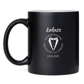 Czarny kubek dla świadka z grawerem – imię, data i wyjątkowa dedykacja